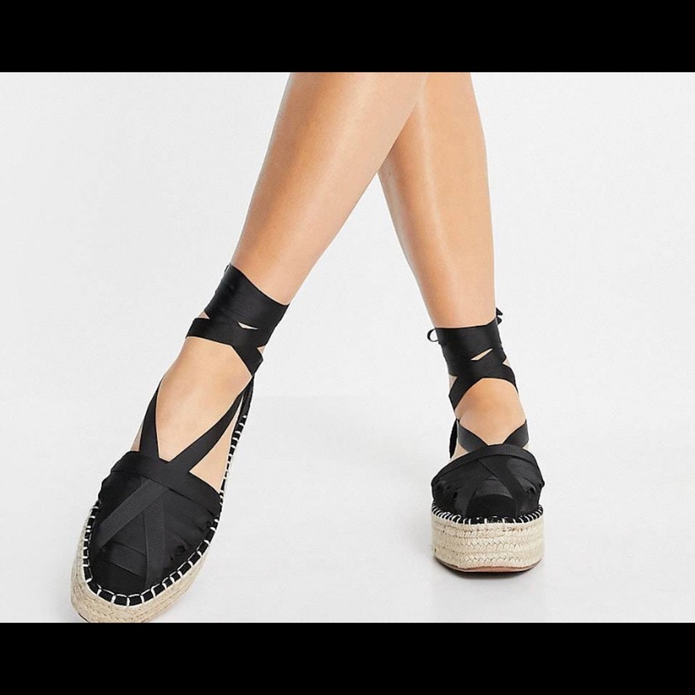Black Espadrilles with Ankle Wrap
